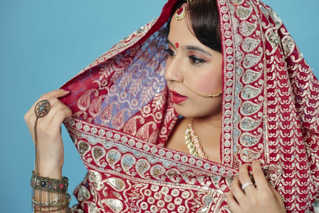 Pretty woman in wedding sari