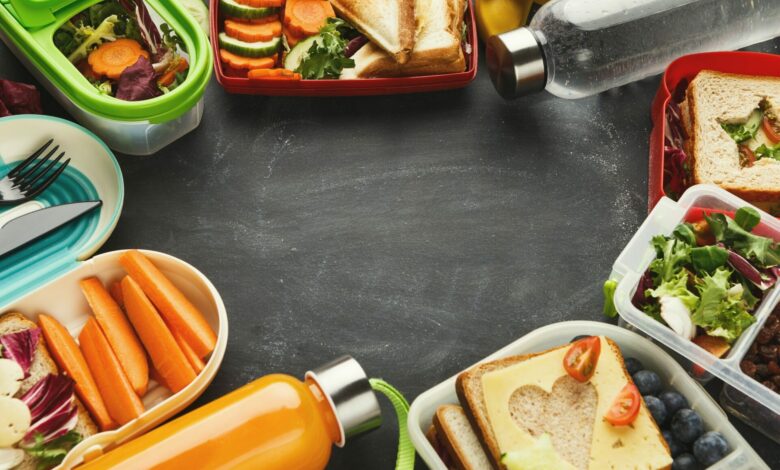 Lunch boxes for kid. Healthy snack for school dinner