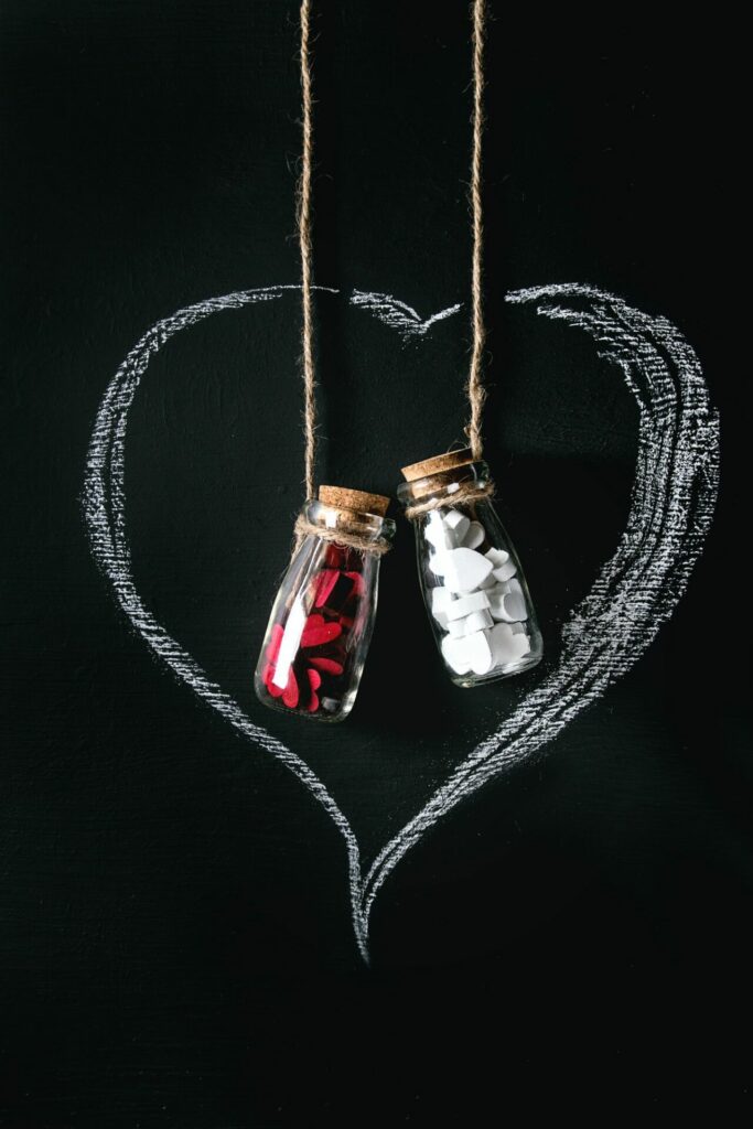 Bottles with hearts