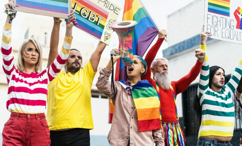 LGBTQ activist people protesting for gender equality