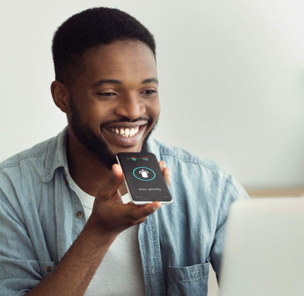 Man figuring out how to set up voicemail in iPhone