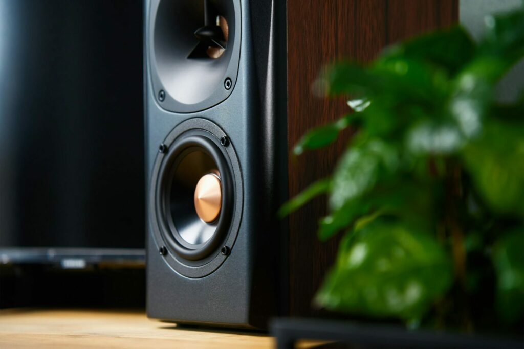 Sound speaker in living room interior