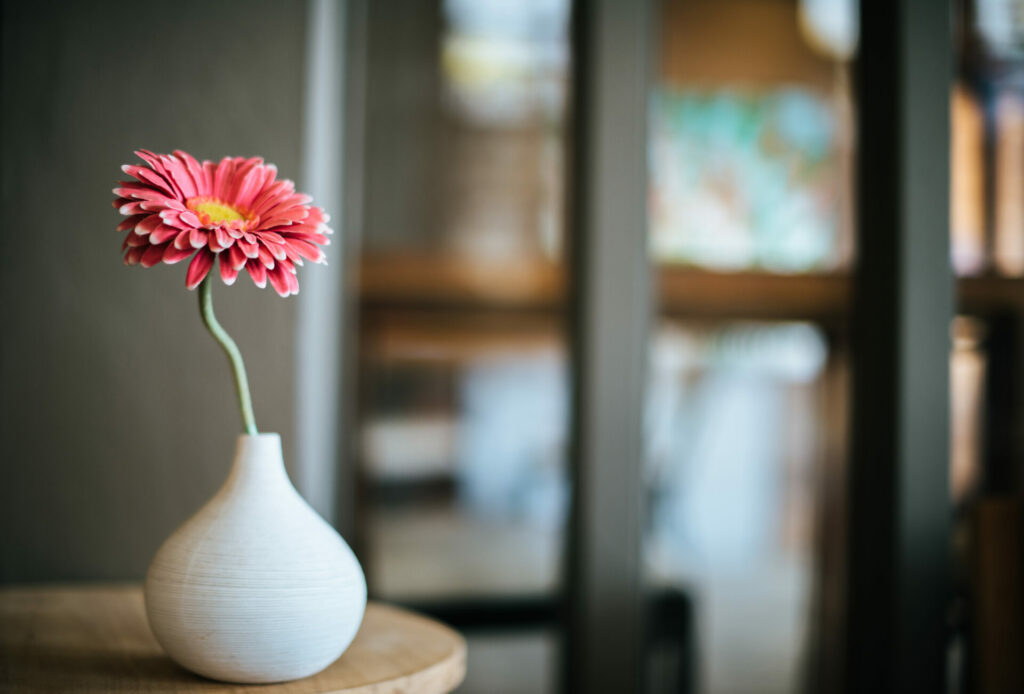 a flower in a white flower vase